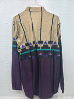 New Men’s GunSmoke Purple Tan Design Long Sleeve Button Up Large X-5