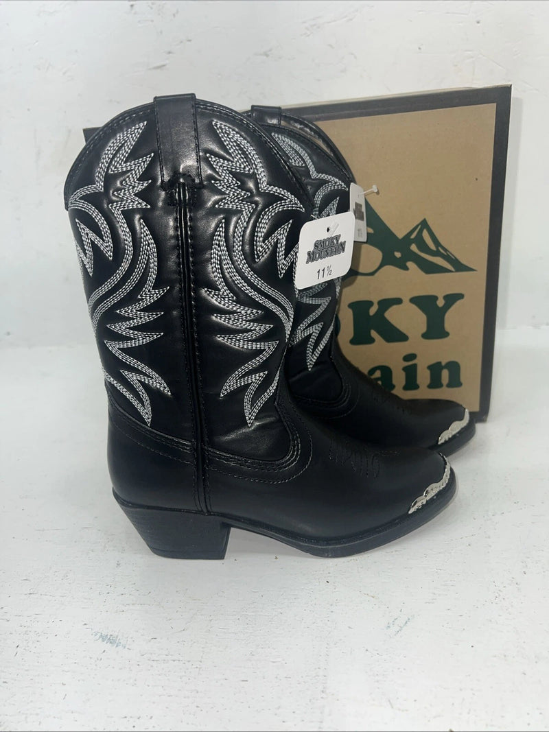 New Children’s Black Smoky Mountain Cowboy Boots. 1032BC 11.5 11 1/2 D. 24-81