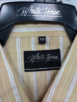 New Men’s White Horse Yellow Stripe Long Sleeve Pearl Snap 2XL H-27