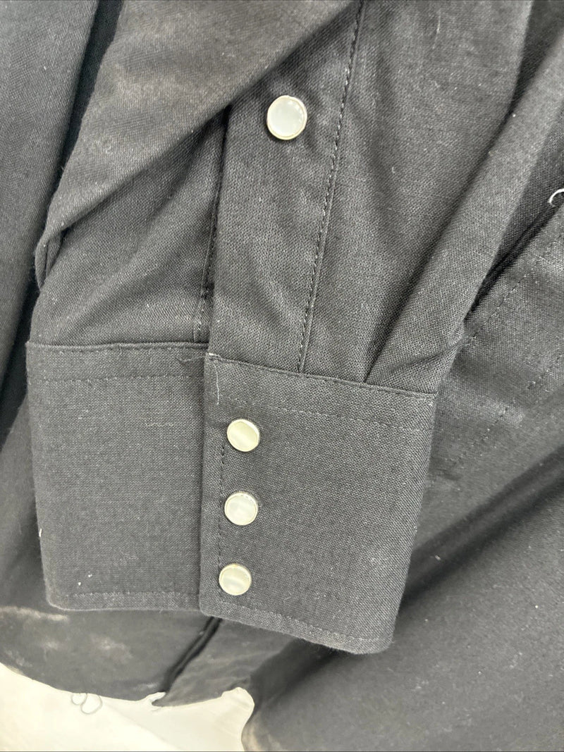 New Men’s Panhandle Slim Black Western Long Sleeve Pearl Snap Large 16.5 AA-4