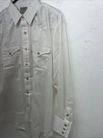 New Men’s HbarC Ranchwear White Gold Long Sleeve Pearl Snap Shirt 17x34 XL P-80