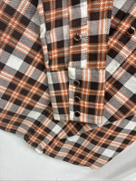 New Women’s Panhandle Slim Orange Plaid Long Sleeve Pearl Snap Size 30 KK-56