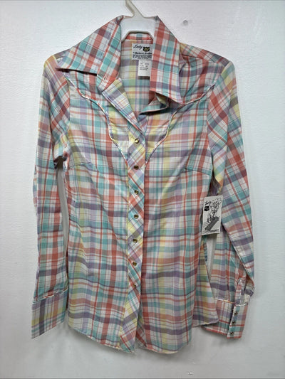 New Girls Dickson Jenkins Pink Plaid Long Sleeve Pearl Snap Size 28 DD-124