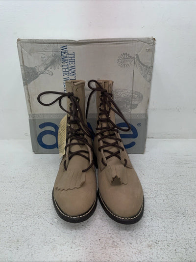 New Men’s Brown Lace Up Acme Cowboy Boots.  1011 8 D. 1-112