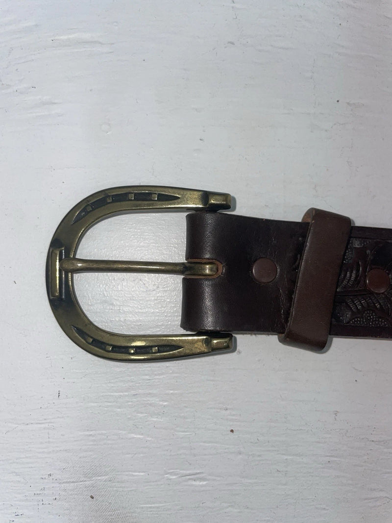 New Brown Genuine Leather Tooled 24” Belt #6400B JJ-100
