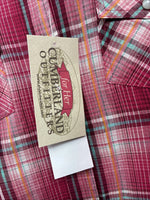 New Women’s Cumberland Pink Plaid Long Sleeve Pearl Snap XL GG-29