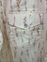 New Women’s White Horse Yellow Floral Short Sleeve Pearl Snap Large II-95
