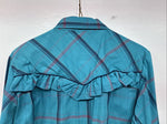 New Women’s Country Charmers Blue Plaid Long Sleeve Pearl Snap Size Large YY-117