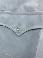 New Men’s ELY Cattleman Blue Short Sleeve Simple Pearl Snap 18 2XL F-81