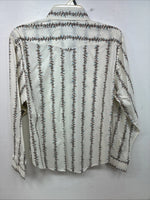 New Women’s White Horse White Floral Long Sleeve Pearl Snap Medium YY-80