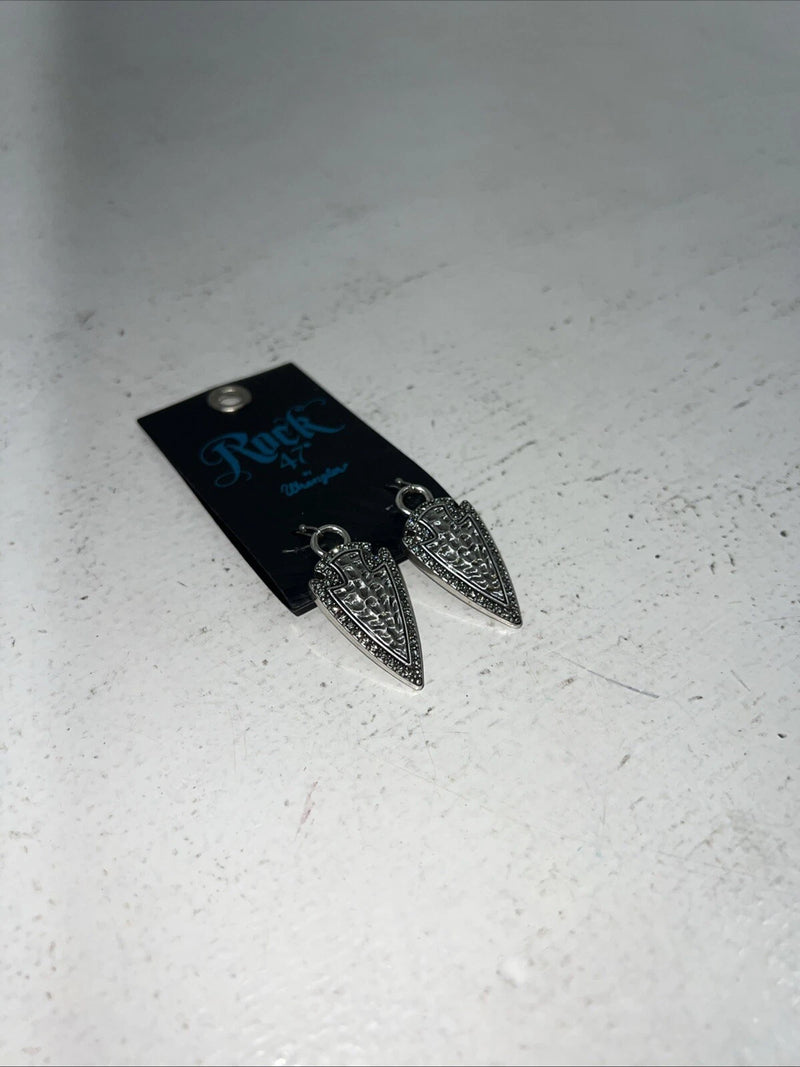 New Women’s Rock 47 Triangle Silver Dangle Earrings. ER2403R47 A-71