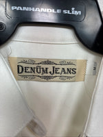 New Women’s Denum Jeans White Short Sleeve Button Up Medium YY-122