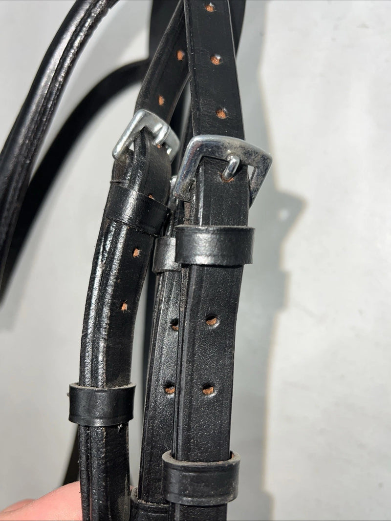 New Silver Fox Black English Snaffle Bridle BB-18 