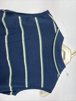 New Women’s Court Blue Stripe Short Sleeve Polo Shirt Medium KK-65