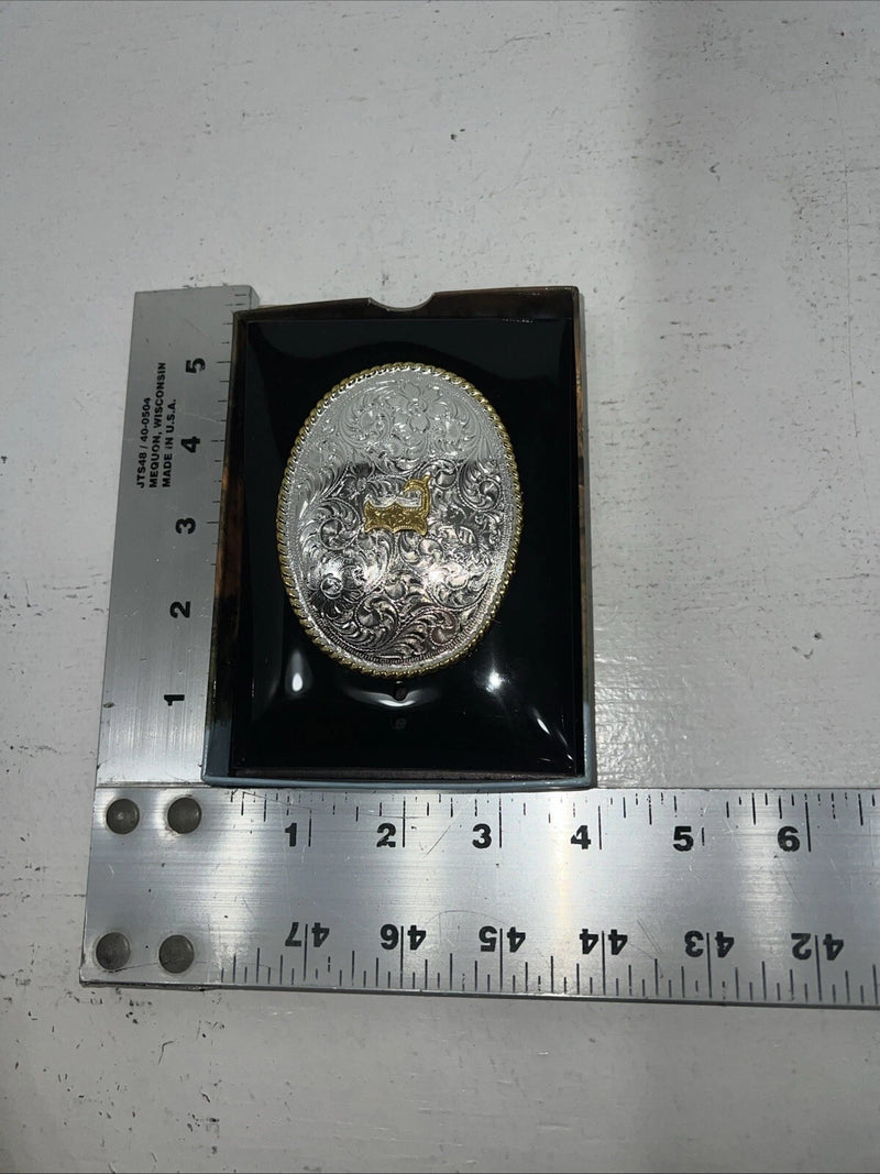 New Women’s Nocona Gold Silver “L” Belt Buckle. 37572-L  A-113