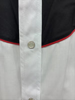 New Men’s ELY Diamond White Fire Design Long Sleeve Pearl Snap Large AA-15
