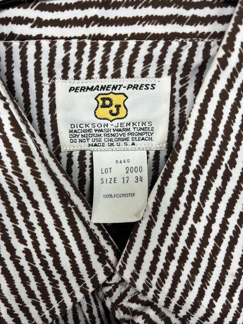 New Women’s Dickson Jenkins Brown Stripe Long Sleeve Pearl Snap Size 17 XL II-37