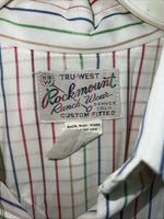 New Men’s Rainbow Striped Rockmount Ranchwear Pearl Snap Long Sleeve M I-39