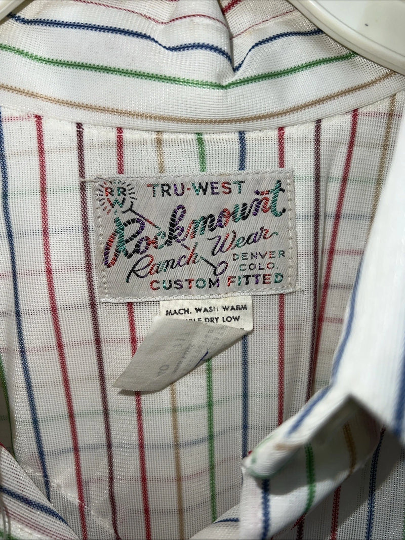 New Men’s Rainbow Striped Rockmount Ranchwear Pearl Snap Long Sleeve M I-39