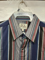 New Men’s ELY Cattleman Multiple Color Striped Long Sleeve Pearl Snap XL J-26