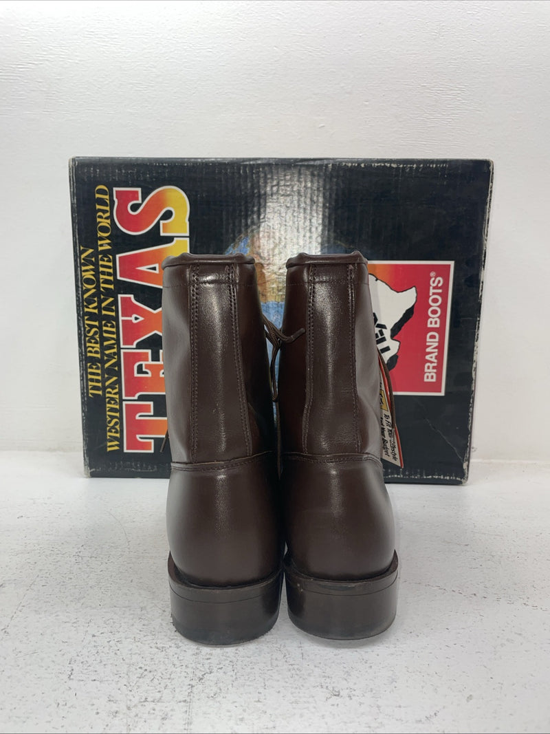 New Men’s Brown Lace Up Texas Brand Cowboy Boots. 8721 10 E E. 6-89