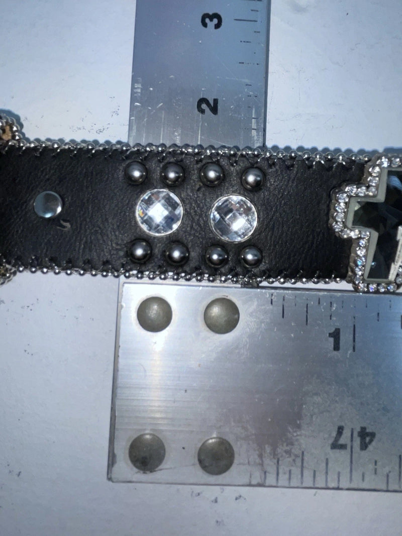 New Black Genuine Leather Blazin Roxx Silver Bling Cross L Belt #N3510401 Z-69