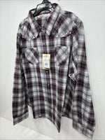 New Women’s Cumberland Purple Plaid Long Sleeve Pearl Snap 3XL GG-25