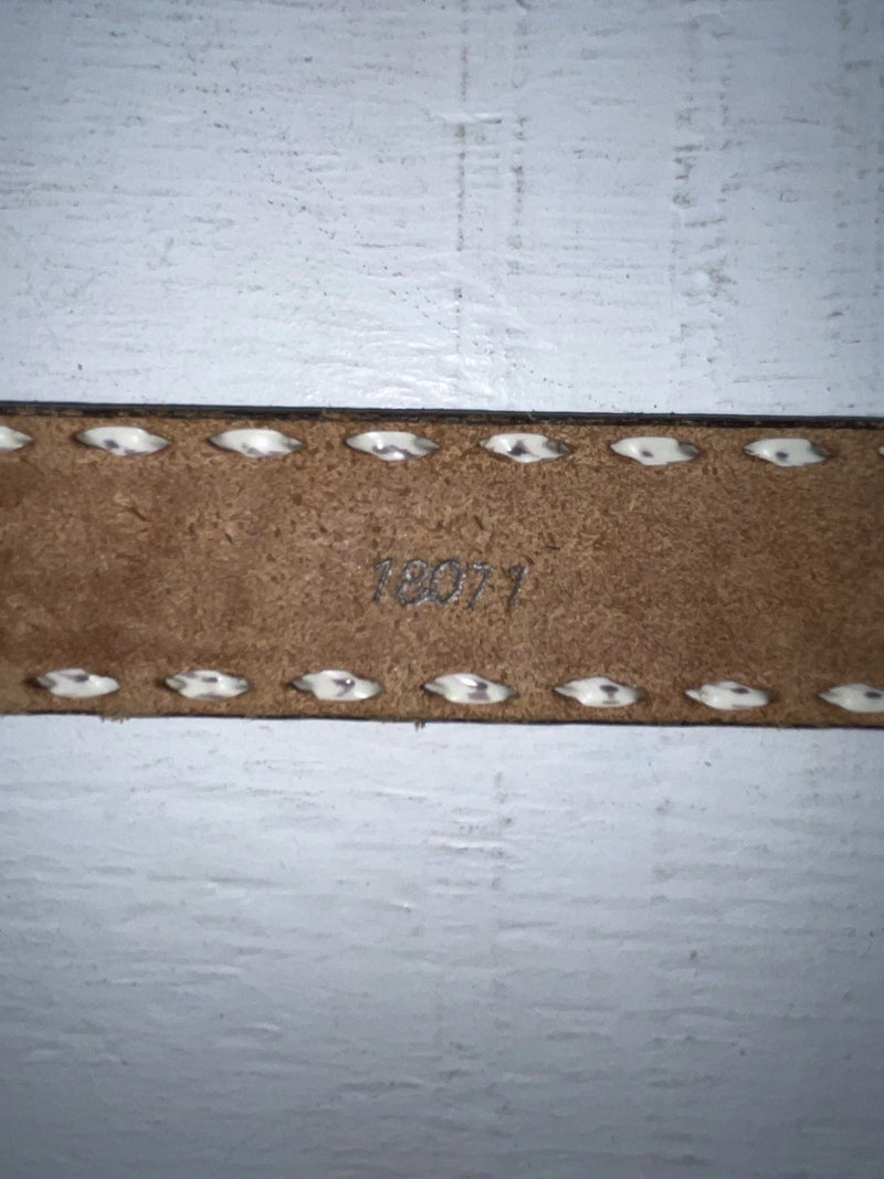 New Brown Genuine Leather Tooled And Weaved 30” Belt #18071 NN-24