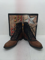 New Men’s Brown Lace Up Texas Brand Cowboy Boots. 8760 10 E E. 6-38