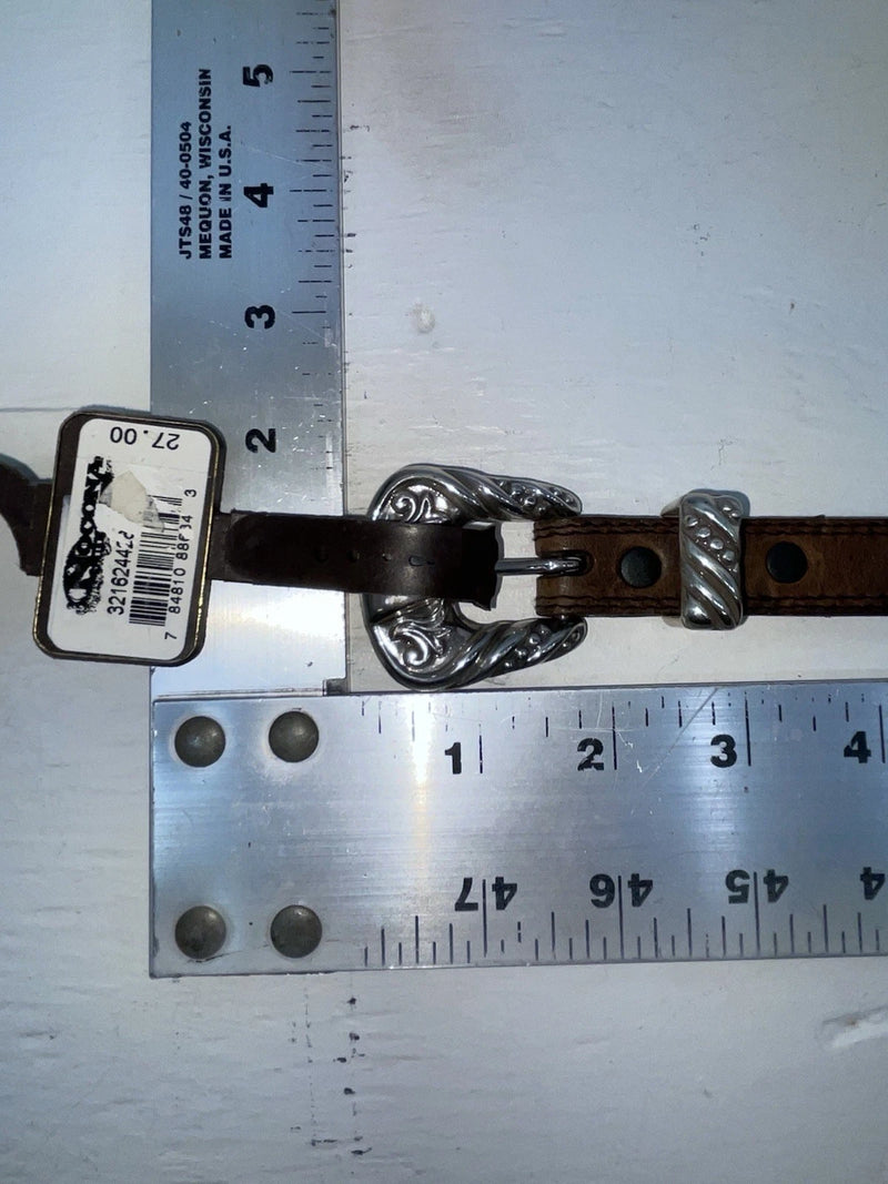 New Brown Genuine Leather Nocona Silver Pendent 28” Belt #3216244 JJ-25