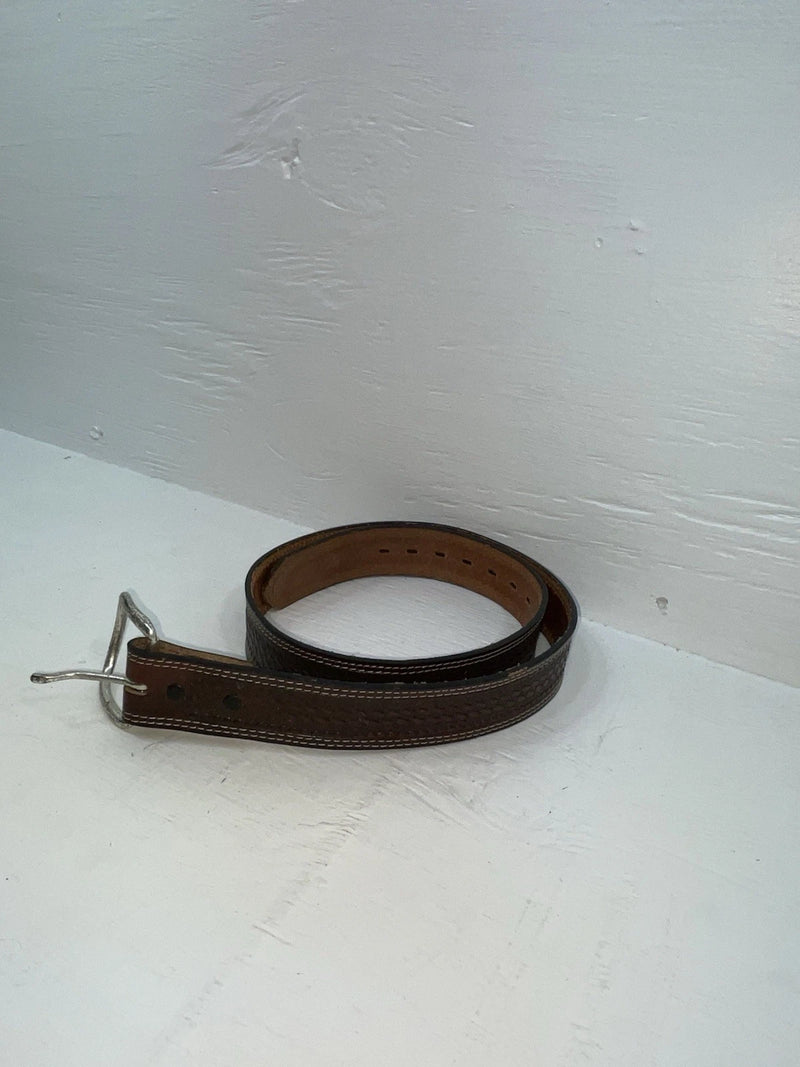 New Brown Genuine Leather Tooled 34” Belt #CL693 Z-163