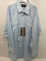 New Men’s Panhandle Slim Blue Stripe Long Sleeve Pearl Snap 2XL H-59