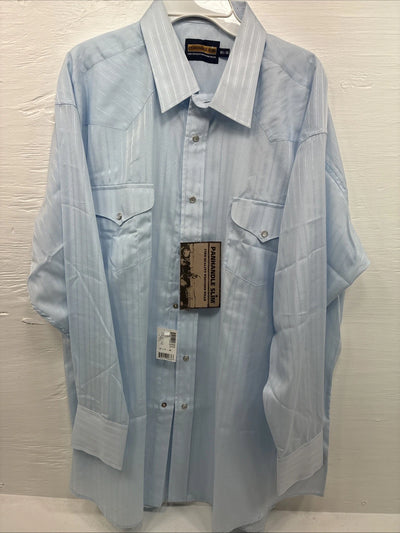 New Men’s Panhandle Slim Blue Stripe Long Sleeve Pearl Snap 2XL H-59