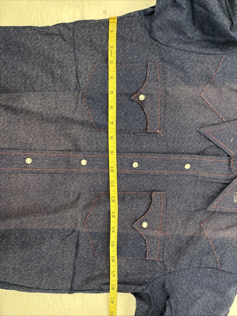 New Men’s Karman Blue Jean Long Sleeve Pearl Snap 14.5 Small AA-2