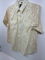 New Women’s White Horse Yellow Floral Short Sleeve Pearl Snap Large II-95