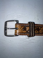 New Brown Genuine Leather Perkies Tooled 18” Belt #170 NN-85