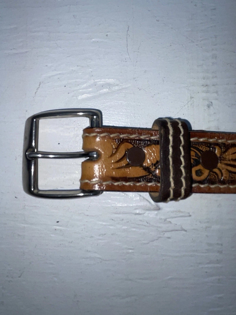 New Brown Genuine Leather Perkies Tooled 18” Belt #170 NN-85