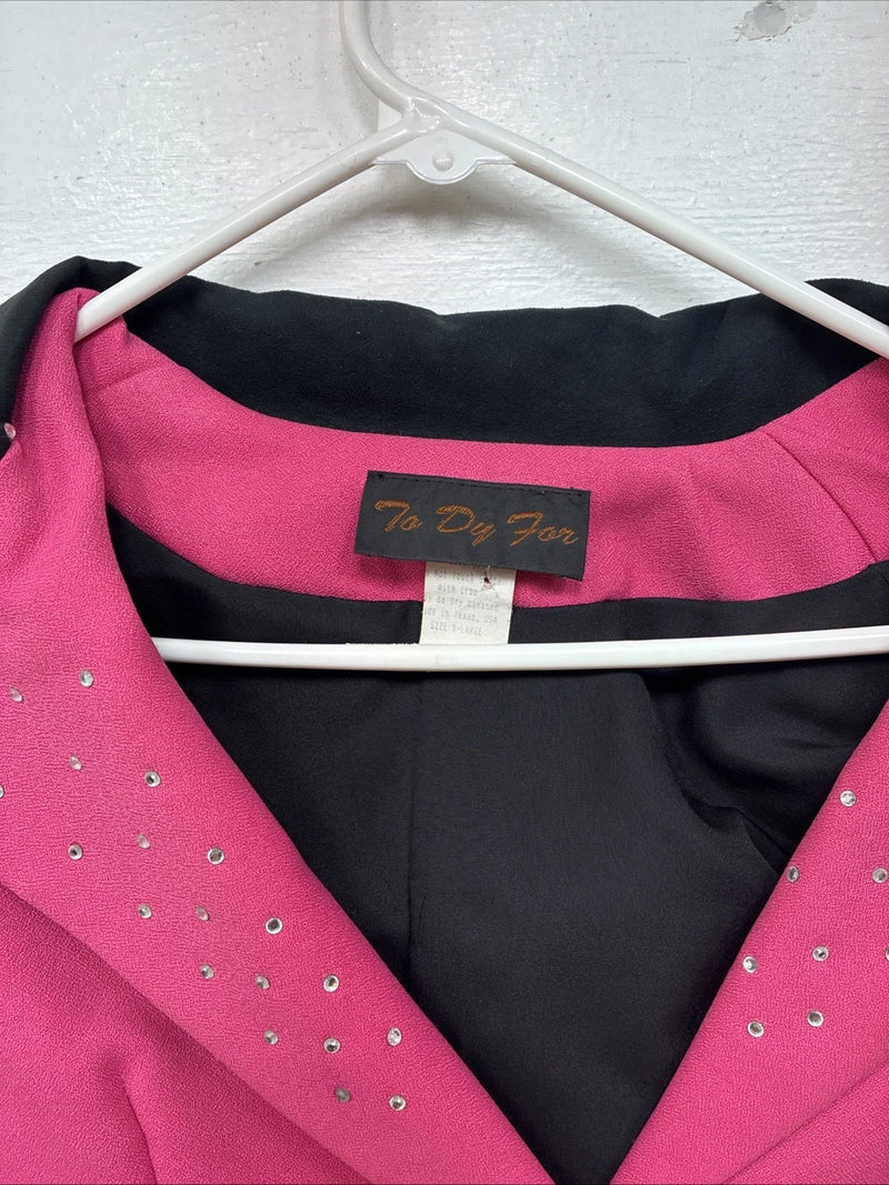 New Women’s To Dy For Pink Black Long Sleeve Button Up Size XL YY-101