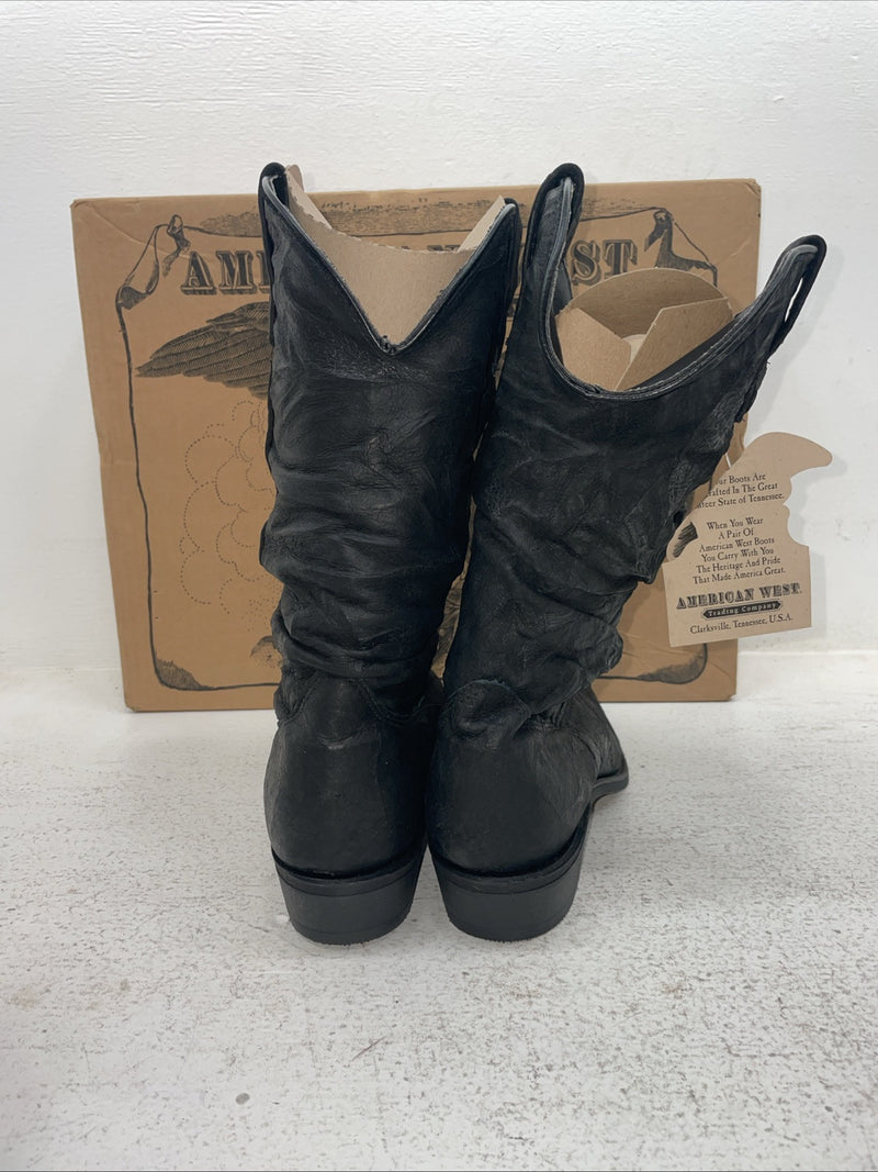 New Men’s Black American West Cowboy Boots. 6801 9 D. 3-82