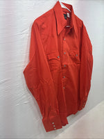 New Men’s Champion Western Orange Long Sleeve Pearl Snap 16 X 35 Large DD-46