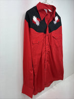 New Men’s ELY Diamond Red Designed Long Sleeve Pearl Snap Medium DD-100