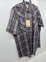 New Men’s ELY Cattleman Multicolor Plaid Short Sleeve Pearl Snap 16.5 Large Q-30