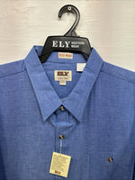 New Men’s ELY Cattleman Blue Long Sleeve Button Up 20.5 X 36 4XL E-103