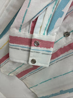 New Women’s H Bar C Multicolor Stripe Long Sleeve Pearl Snap Size 36 II-22