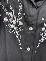 New Women’s 1849 RanchWear Black White Design Long Sleeve Button Up Large 3B-9