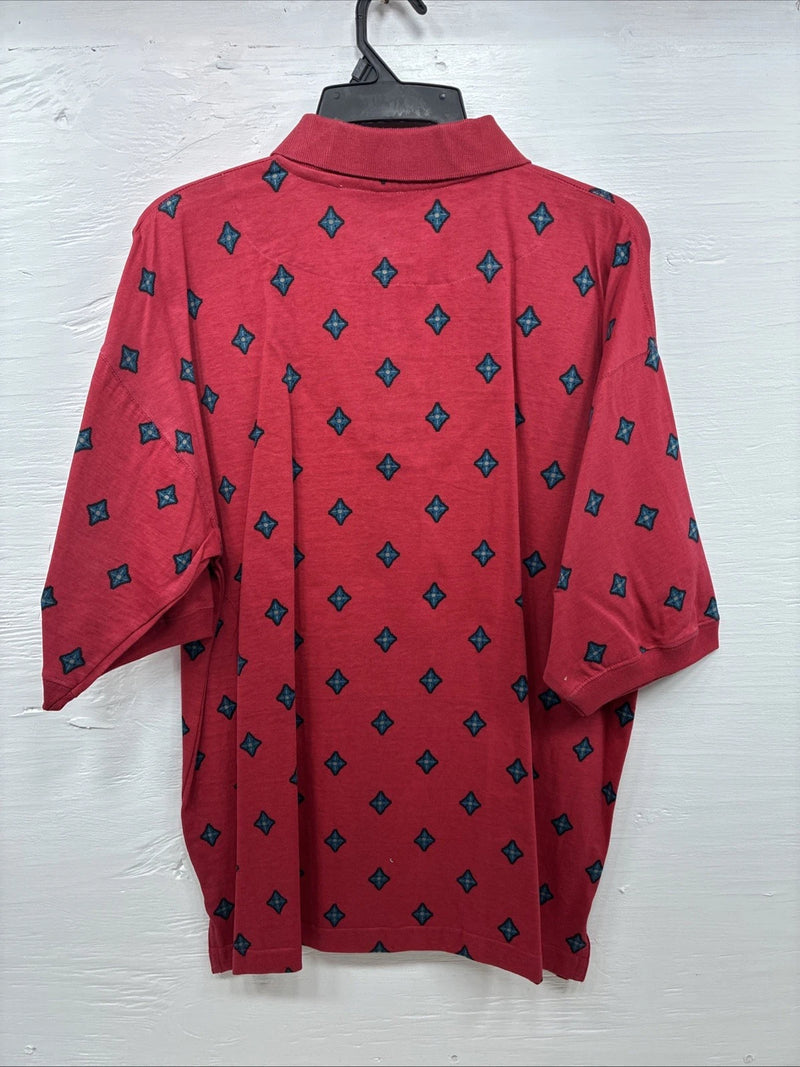 New Men’s Wrangler Red Designed Short Sleeve Polo Large CC-43