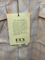 New Men’s ELY Cattleman Orange Plaid Short Sleeve Pearl Snap Large CC-68