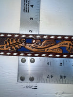 New Blue Genuine Leather Longhorn Tooled 30” Belt #82829 NN-39