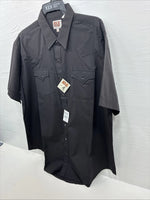 New Men’s ELY Cattleman Black Short Sleeve Pearl Snap 18.5 2XL F-76
