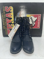New Women’s Blue Lace Up Texas Brand Cowboy Boots. 4445 7 M. 18-81